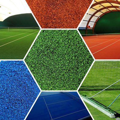 Tennis court rubber infill artificial grass
